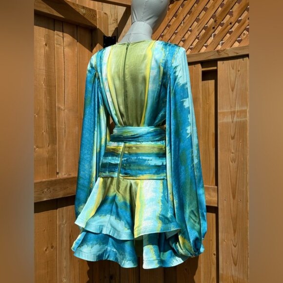 🆕 BRONX & BANCO 🧿 NWOT Bedouin Coastal Mini Dress, Blue Multi - Sz L US 8 - Picture 8 of 16